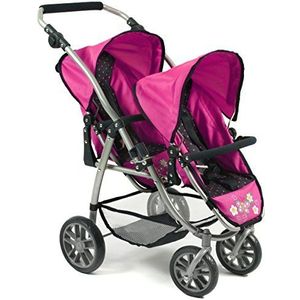 Bayer Chic 2000 - Tweeling Poppenwagen Vario - Dots Navy Pink