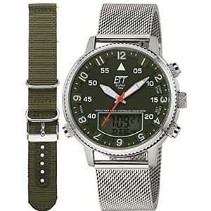 ETT Eco Tech Time EGS-11474-82MN Herenhorloge met radiografisch bestuurde chronograaf met roestvrijstalen armband, armband, Armband