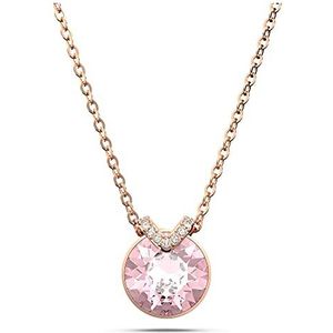Swarovski Bella V-halsketting voor dames, middenstuk roze en transparante kristallen, roségoud, Roestvrij staal