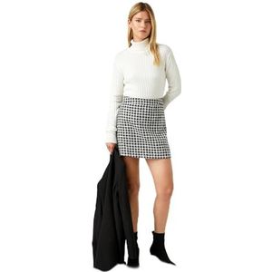 Koton Mini jupe pour femme à motif pied-de-poule, Noir à carreaux (9c9), 36