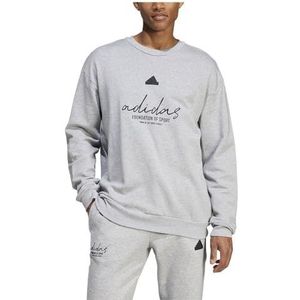 adidas Sweat-shirt à manches longues pour homme Brand Love French Terry, Gris chiné moyen, L