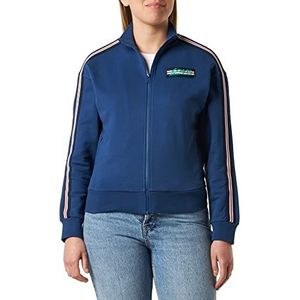 Love Moschino Damesjas met ritssluiting met gestreepte band en schoudervrije mouwen en logo patch op de linkerkant, blauw, 42, Blauw