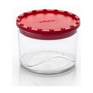 Ecoplast, Kleine container, ideaal voor alle levensmiddelen, aroma-bossluiting, verrassend, ruimtebesparend, rood, inhoud 0,4 l