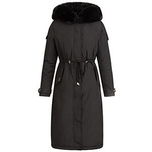 ApartFashion APART winterjas van body en capuchon, gevoerd met imitatiebont, outdoorjacks, zwart, 36, zwart.