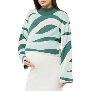 Mamalicious Mlolivia L/S Knit Crop Top A. Pull en Tricot Femme, Foliage Green/Detail:jaquard Pattern In Feldspar And Whitecap Grey, L