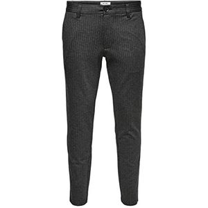 ONLY & SONS Mark-Stripes broek, donkergrijs gemêleerd, 28W x 32L, donkergrijs gemêleerd