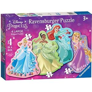 Ravensburger Disney Princess – 4 grote gevormde puzzel puzzels (10, 12, 14, 16 stuks) voor kinderen leeftijd 3 jaar – educatief speelgoed voor peuters