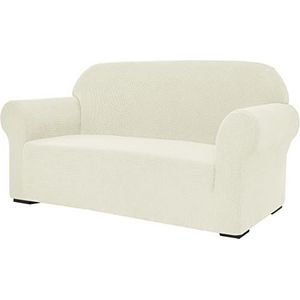 SU SUBRTEX 1 x rekbare bankovertrek, jacquard-elastaan, voor bank, fauteuil en antislip meubelbescherming, ivoorkleurig