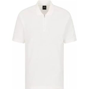 Armani Exchange Ax Stacked Poloshirt van katoen piqué met ritssluiting voor heren, gebroken wit