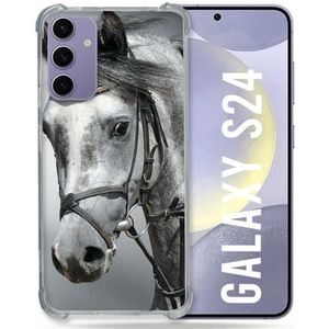 Cokitec Versterkte hoes voor Samsung Galaxy S24 Animal Horse Wit