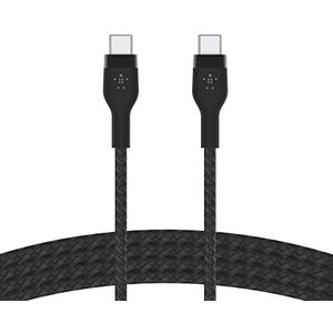 Belkin BoostCharge Pro Flex USB-C naar USB-C gevlochten ommantelingskabel (2 m), USB-IF-gecertificeerd, Power Delivery opladen voor MacBook Pro, iPad Pro, Galaxy S22, Ultra, Plus, enz. (zwart)