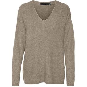 VERO MODA VMCREWLEFILE gebreide damestrui, Silver Mink/detail: gemêleerd