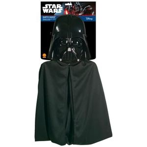 RUBIE'S - Officieel Star Wars – kostuum voor volwassenen met cape en Darth Vader-masker – accessoireset met lange zwarte cape met klittenbandsluiting en hard pvc-masker – officieel gelicentieerd Star