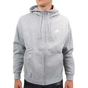 Nike Heren Hooded Full Zip Ls Top M Nsw Club Hoodie Fz Ft, Dk Grey Heather/Mat Zilver/Wit, BV2648-063, S