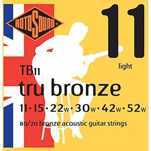 Rotosound Tru Bronze Folk Gitaar snarenset 80/20 Bronze Tirant Light (11 15 22 30 42 52) (UK Import)