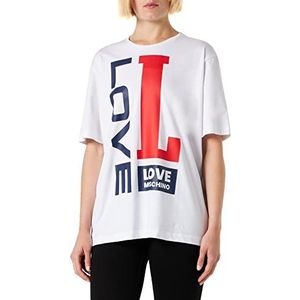 Love Moschino Dames T-shirt met korte mouwen, Optisch wit.