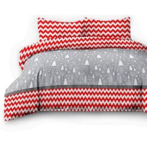 AmeliaHome Snuggy Collection Christmas Mess 06303 beddengoed 4-delig, 2x 80 x 80 cm en 2x 80 x 80 cm, katoenflanel/wit/rood/grijs