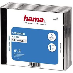 Hama Standaard hoes (voor cd's en blu-ray-discs, cd-beschermhoes, 5 stuks), zwart/transparant