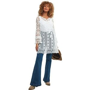 Joe Browns Tuniek voor het strand, van kant, Bohemian stijl, damesshirt, Wit.