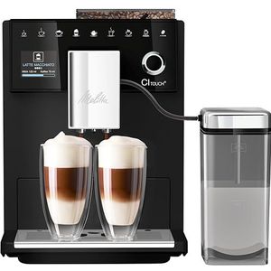 Melitta CI Touch Volautomatische koffiemachine met melksysteem, bonenreservoir met twee kamers, one-touch display, 4-traps instelbare koffiesterkte, matzwart (F630-112)