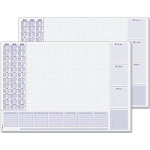 SIGEL HO355 2 bureauonderlegger van papier, kalender voor 3 jaar en weekoverzicht 2023/24/25, A2 (59,5 x 41 cm), blauw en wit, 2 x 30 vellen