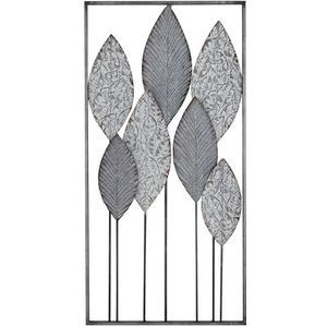 Deco 79 Moderne wanddecoratie in bladvorm, 5,2 x 91,4 cm (b x h), grijs, zilver