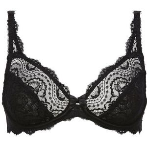 Playtex Flower Elegance X1 damesbeha met beugel van kant, perfecte ondersteuning (1 stuk), zwart.