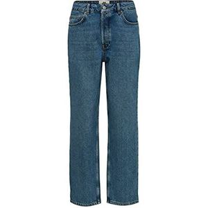 SELECTED FEMME Vrouwelijke rechte gesneden jeans - Hoge taille, denim middenblauw