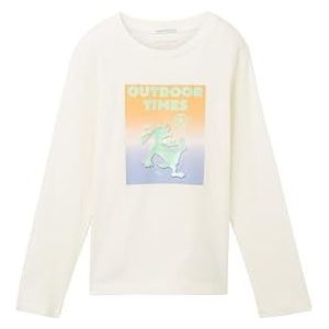 TOM TAILOR Shirt met lange mouwen en print met lange mouwen en print voor jongens (1 stuk), 12906 wol, wit