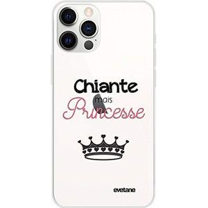 Evetane Beschermhoes compatibel met iPhone 12/12 Pro, zacht, silicone, robuust, dun, transparant, motief: hond en prinses