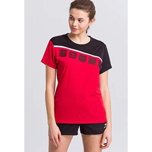 Erima 5-c T-shirt voor dames (1 stuk), Rood/Zwart/Wit