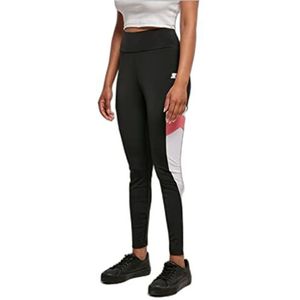 STARTER BLACK LABEL Dameslegging met hoge taille, sportbroek met pijlpatroon, hoge taille, elastisch logoprint, maten XS tot XL, zwart/wit/gepnkgrpfrt