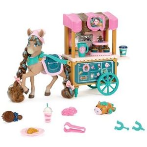 Wild Manes - Set Le Chariot Bakkerij Café de Cocoa – figuur met scharnier – 20 stuks – inclusief wijnstokken en andere accessoires – cadeau-idee voor meisjes – speelgoed collectie kinderen – vanaf 3