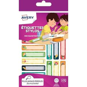 Avery - 30 duurzame zelfklevende etiketten voor het markeren van pennen, potloden, viltstiften. Perfect voor school, kleuterschool, universiteit. Tropisch design