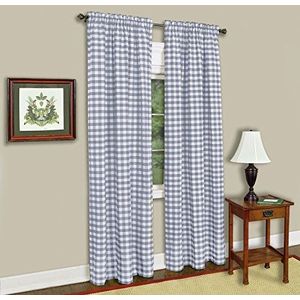 Achim Home Furnishings Single Panel Buffalo Check Window Curtain Paneelgordijn, 42 x 84 inch, grijs / wit
