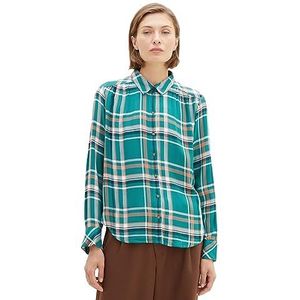 TOM TAILOR 1038869 damesblouse, 33993 - Teal Beige Check