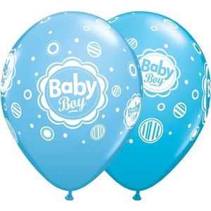 Qualatex 25 latex ballonnen voor baby's jongens 28 cm lichtblauw roodborstje ei 44107