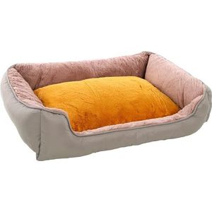 Flamingo Oddi Hondenbed, rechthoekig, oker, 80 x 67 x 22 cm, afneembare hoes met ritssluiting, wasbaar, antislip bodem