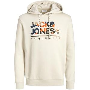 JACK & JONES Heren hoodie met logo, lichtbeige, S, Lichtbeige