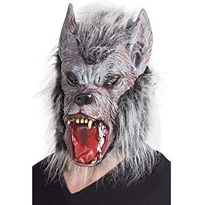 Boland Werewolf 97515 Werewolf masker van latex met borstelharen, grijs, Eén maat