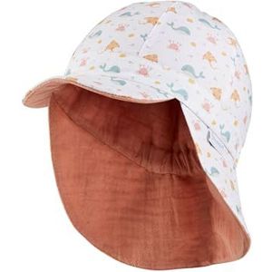 Sterntaler Casquette unisexe réversible imprimée avec animaux marins, Blanc., 47