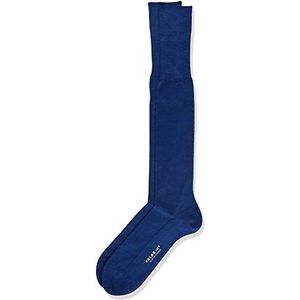 FALKE Heren nr. 9 lange sokken ademend katoen lichte glans versterkte platte teennaad effen teen hoge kwaliteit elegant voor kleding en werk 1 paar, Blauw (Royal Blue 6000)