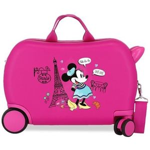 Joumma Disney Minnie, Around the World, kinderkoffer, roze, 45 x 31 x 20 cm, hard ABS, 24,6 l, 1,8 kg, 4 wielen, handbagage, roze, kinderkoffer, Roze, Koffer voor kinderen