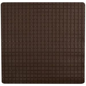 MSV Douche/bad anti-slip mat badkamer - rubber - bruin - 54 x 54 cm - met zuignappen