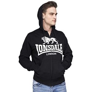 Lonsdale Sweatshirt Slim Fit Hooded Zip Krafty Sweatshirt Heren, zwart.