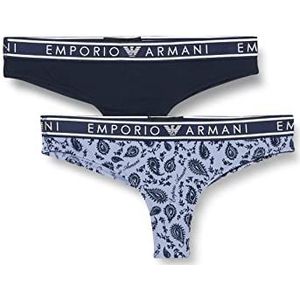 Emporio Armani Braziliaanse onderbroek, katoen, bedrukt, dames, marineblauw/kasjmier pr., XS, marine/kasjmier Pr.