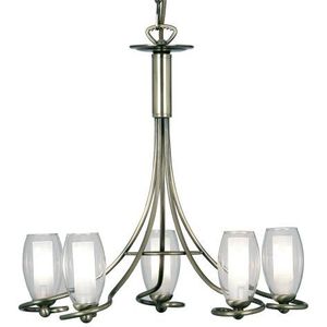 Oaks Lighting Nino plafondlamp, 5 lampen, antiek messing