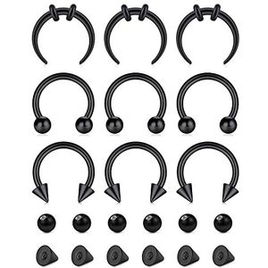 Longita 16G 10MM Piercing Hoefijzer Septum Ring Vrouwen Roestvrij Staal Neuspiercing Ringen Helix Hoop Kraakbeen Oorbellen Vervanging, Lak