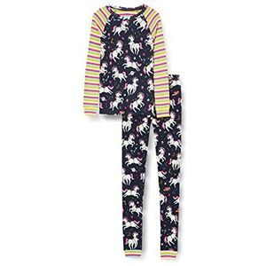 Hatley Organic Cotton Raglan pyjama met lange mouwen, Pijama meisjes, Space Unicorn 3 jaar, Space Unicorns