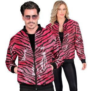 Widmann - Veste bomber de fête, motif zèbre, veste à paillettes, gilet, tenue de fête, disco, imprimé animal